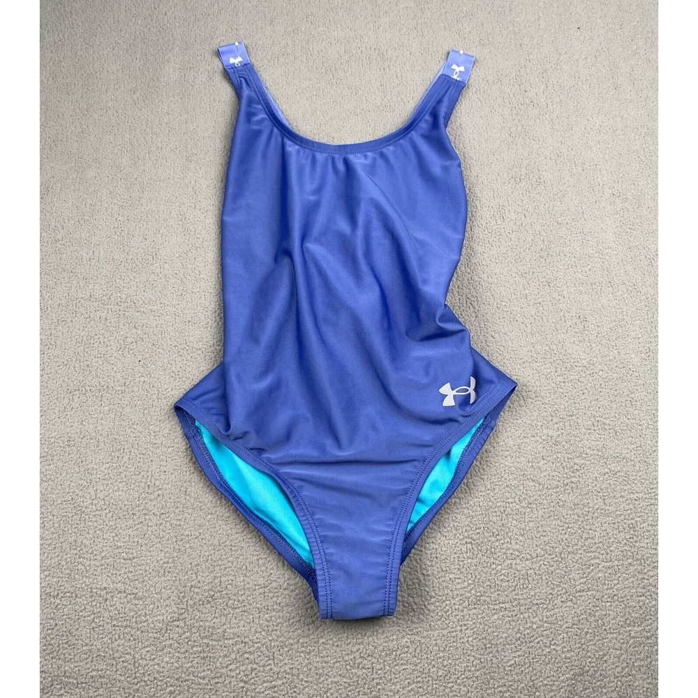 Under Armour UA Girl's Racer 1 Piece‎ Racerback Swimsuit Light Blue Size 8